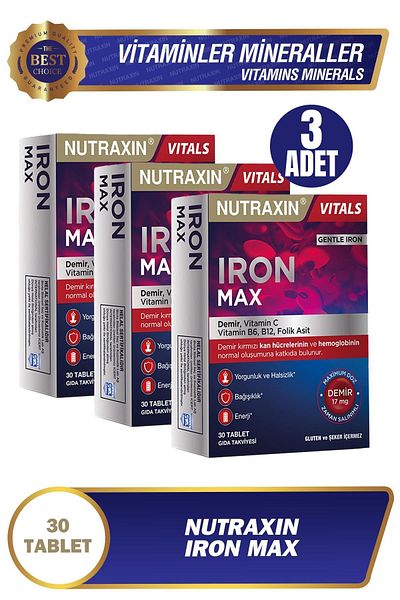 Nutraxin Iron Max 17 Mg 30 Tablets 3 Pieces
