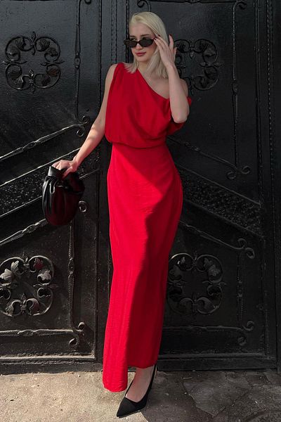 Madmext Red Off Shoulder Dress Mg2349