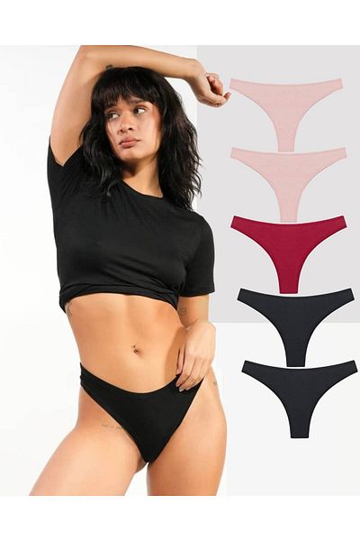 GECKO COLLECTION Gecko Brazilian Elastic String Thong 5 Pcs