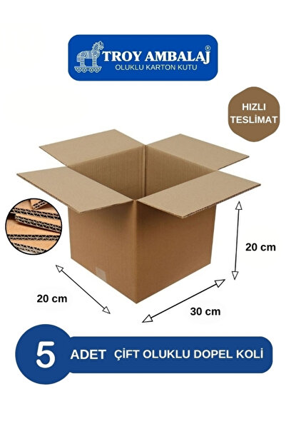 TROY AMBALAJ Taşıma Taşınma Kolisi Kutu Boş Karton 30x20x20 Çift Oluklu BC da...