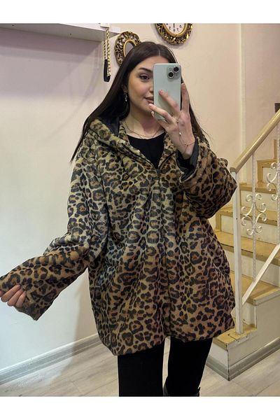 ROSSA Large Size Hooded Leopard Fur