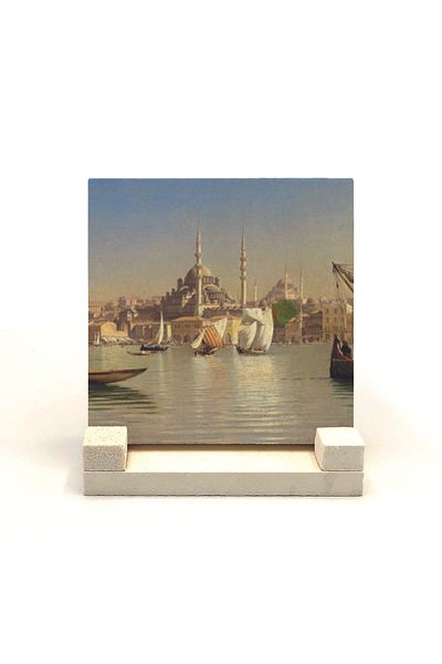 Sadrazam Eminönü New Moschee Imprimat Piatră Naturală Desktop 10x10 Krt-43