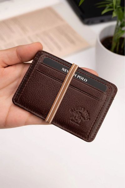 Newish Polo Ανδρικό πορτοφόλι και θήκη για κάρτες από γνήσιο δέρμα Minal