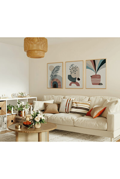 ARTCASTLE Set de 3 tablouri cu ramă din lemn, albastru închis