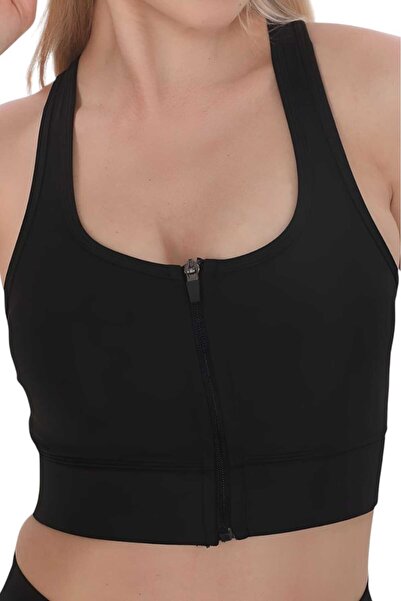 Tezzgelsin Kadın Fermuarlı Sporcu Crop Kadın Büstiyer