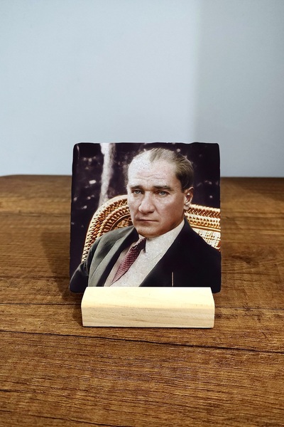 Begoloni Stone Decor Doğal Taş Masa Üstü Dekor 10x10cm - Atatürk Tablo Dekor
