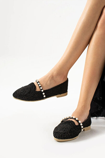 PUSKAS Kadın Babet Örgü Nakışlı Babet Rahat Şık İş Ofis Günlük Ayakkabı Dante...