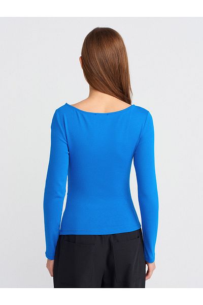 Dilvin 31401 Συγκεντρωμένο Boat Neck Top-Sax