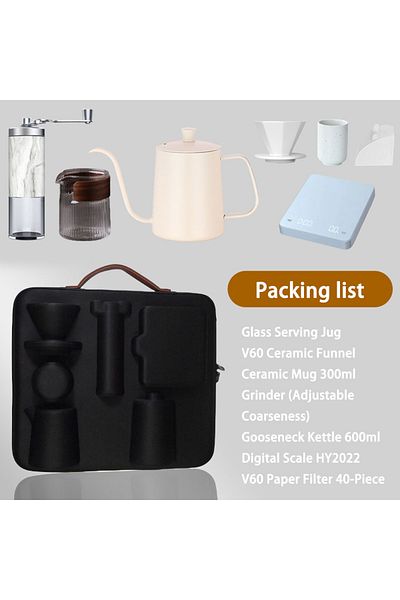 EqiEch V60 Coffee Maker Set,7-Piece Hand Drip Coffee Kit,Manual Pour Over Coffee Maker Set