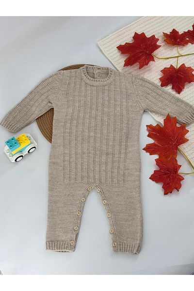Cloudy Kids Unisex Baby Buttoned Crew Neck Knitwear Jumpsuit