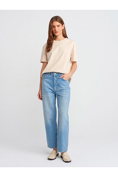 Dilvin 71350 Tint Wash Relax Denim Trousers-Light Blue