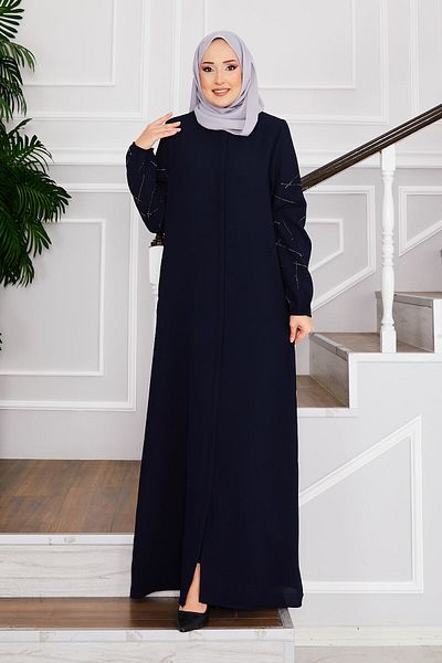 EBRUTESETTÜR Ravza Stone Hijab Ferace with Sleeves