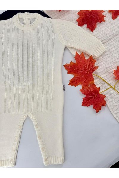 Cloudy Kids Unisex Baby Buttoned Crew Neck Knitwear Jumpsuit