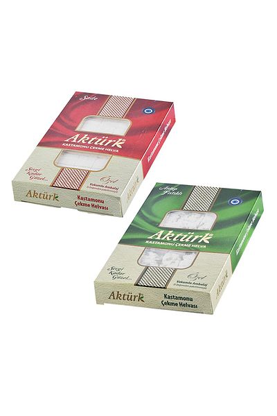 Aktürk Kastamonu Pull Halva Plain and Pistachio 250 Gr Mixed Pack of 2