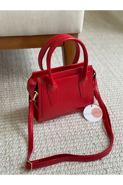 BAGLOVİS حقيبة كتف نسائية صغيرة حمراء صغيرة وأنيقة