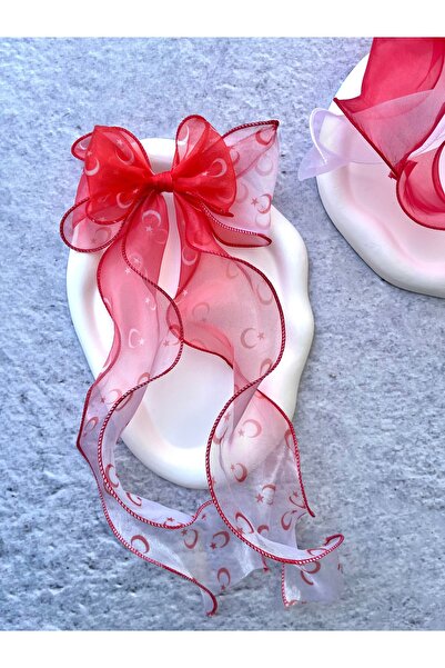 Toka Sepetim Bayraklı 23 Nisan Tokası 29 Ekim Tokası Uzun Kuyruklu Organze Gö...