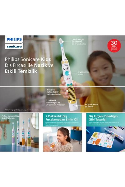 Philips Sonicare For Kids Şarjlı Diş Fırçası Sticker Hediyeli / Hassas Sonic Fırça - HX3601/01