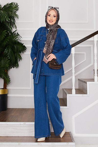 EBRUTESETTÜR Jacket & Pantalon Hijab, Denim Suit