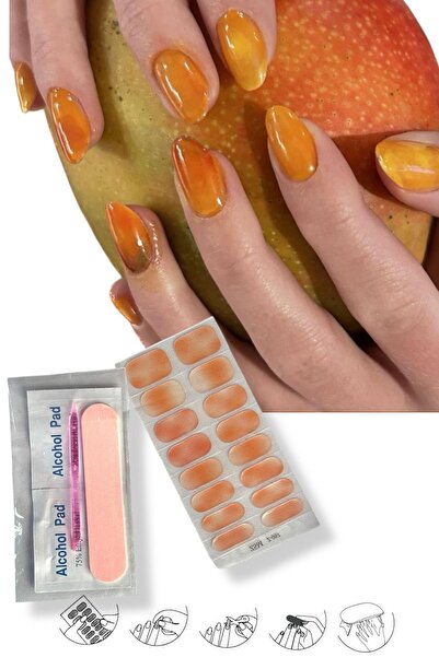 TAKIŞTIR Turuncu Renk Jel Tırnak Etiketi - Uv Ile Yapılan Poly Jel Sticker Se...