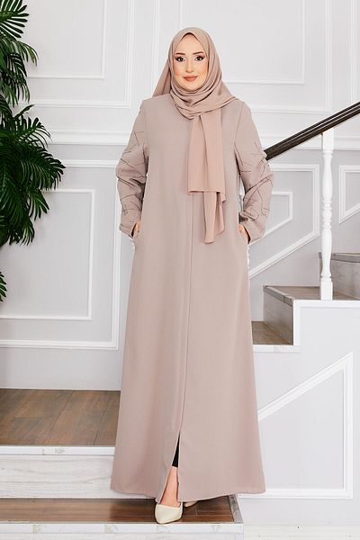 EBRUTESETTÜR Ravza Stone Hijab Ferace with Sleeves
