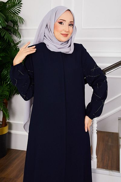 EBRUTESETTÜR Ravza Stone Hijab Ferace with Sleeves
