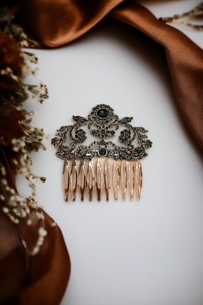 FAYRA ACCESSORIES Kristal Taşlı Vintage Tarak Topuz Toka