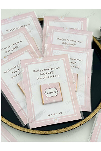 Decoloji Yenidoğan Mevlidi için Papatya Temalı Kart & Çikolata Hoşgeldin Bebe...