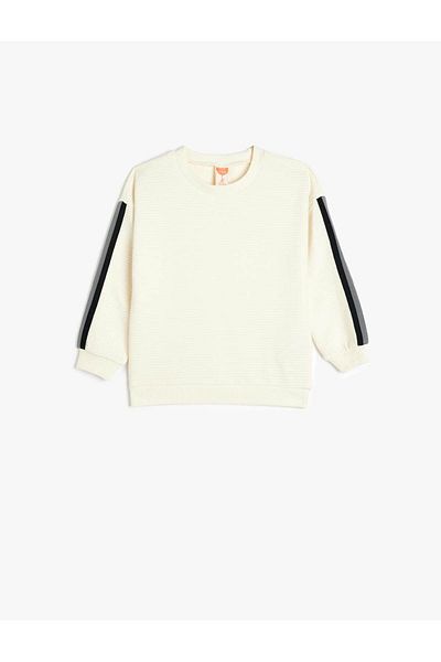 Koton Crew Neck Long Sleeve Stripe Detailed Cotton Ecru Baby Boy Sweatshirt 5Smb10118Tk