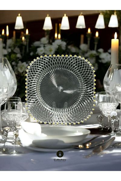 cubukcu org malzemeleri Newhera Model Gold Leaf Transparent Plate (6 Pieces)