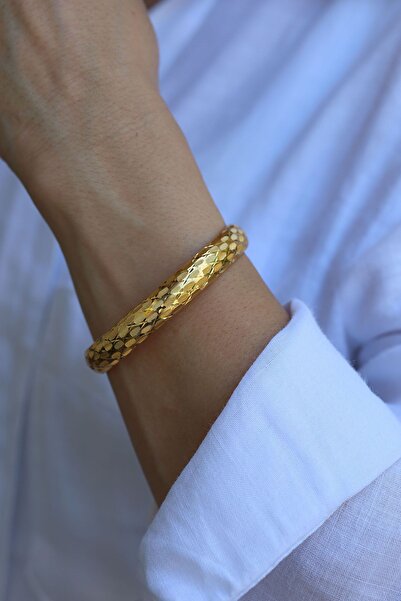 Yenigün Kuyumculuk Hediyelik Yatırımlık Kadın Baklava Işıltılı Model Altın Bilezik