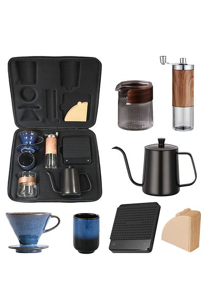 EqiEch V60 Coffee Maker Set,7-Piece Hand Drip Coffee Kit,Manual Pour Over Coffee Maker Set