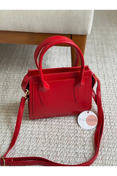 BAGLOVİS Minimal and Elegant Small Red Women's Shoulder Bag