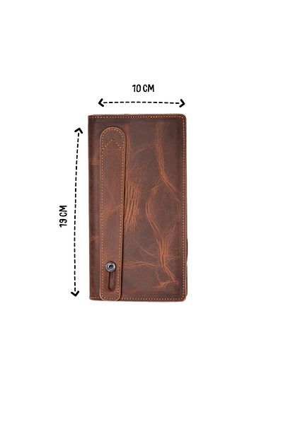 MFT Leather Design Leather Unisex Wallet with Phone Compartment