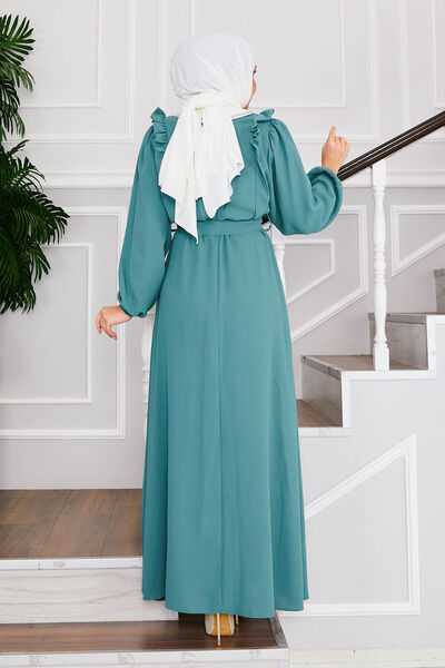 EBRUTESETTÜR Hijab Dress with Shirred Waist and Bib Collar