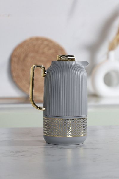 Vadi Gray Gold Detailed Luxury Stainless Steel Thermos Jug-1 Lt.