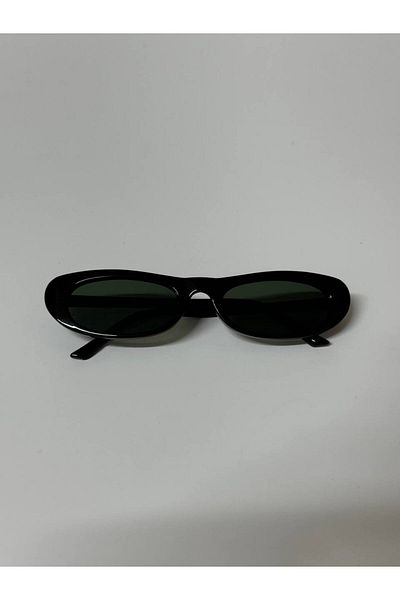 Eyesofia Laurent Slim Design Thin Black Frame Green Sunglasses