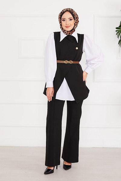 EBRUTESETTÜR Belted Vest Hijab Double Suit
