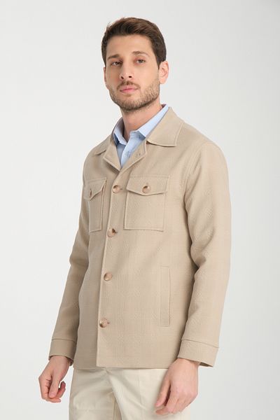 Frappoli Ανδρικό μπεζ μπλουζάκι Vitanes Stretching Fabric Spring Trench Jacket-Pαλτό