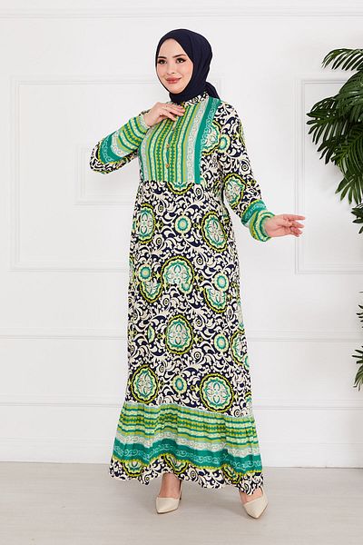 EBRUTESETTÜR Medallion Patterned Viscose Hijab Dress
