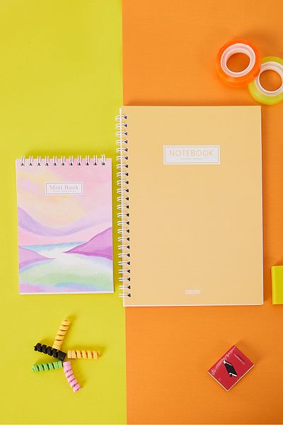 Copyder Orange Pastel Set of 2 Spiral A5 Pocket Size Unlined School Notebook