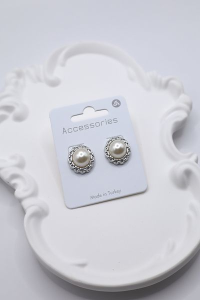 DEMOKAN Women's Earrings Chain Model Frame 2cm Pearl Earrings