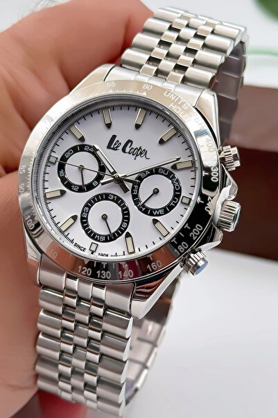 Lee Cooper Lc07963.330 Men's Silver Color Steel Watchband and Bracelet - 3atm White Zmlc016