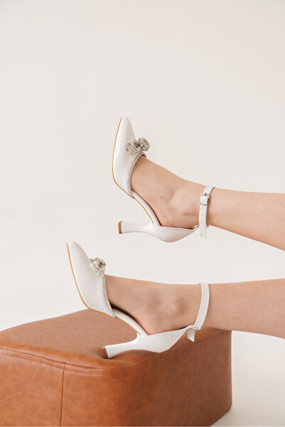 Moda Değirmeni White Skin White Bow Women's Evening Dress (Md1001-119-0003)