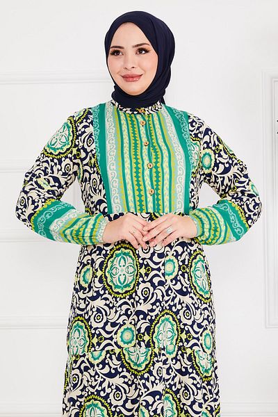 EBRUTESETTÜR Medallion Patterned Viscose Hijab Dress