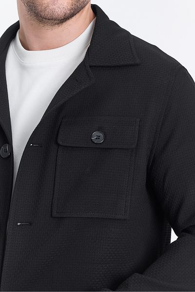 Frappoli Мъжко черно пролетно яке Tommas Oversize от еластична материя