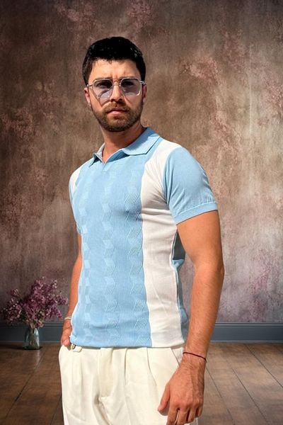 BİRBEYSTORE Tricotaj pentru bărbați Tricou Slim Fit Gât polo