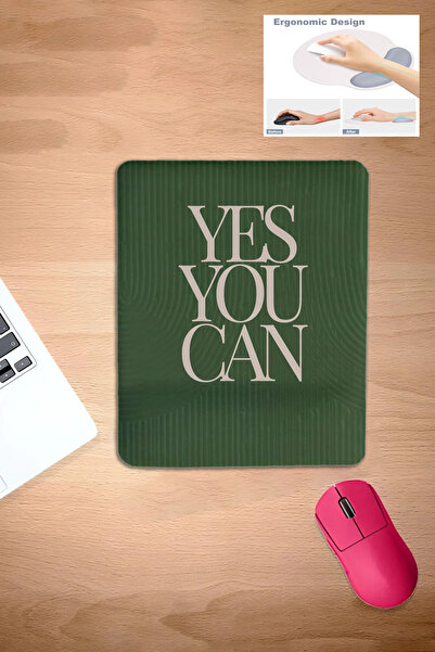 KARMAT Yes You Can, Yeşil Kare Mousepad, Konforlu, Bilek Destekli Bilgisayar ...