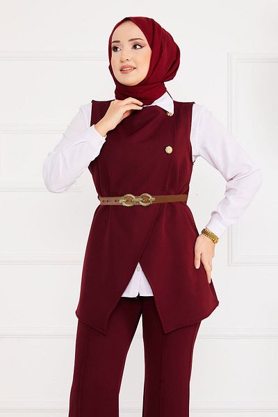 EBRUTESETTÜR Belted Vest Hijab Double Suit