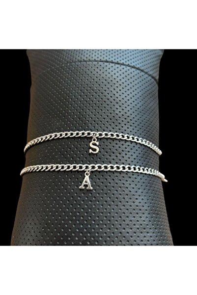 carrot silver Oynar Harfli Gurmet Çift Bileklik-925 Ayar Gümüş Bileklik