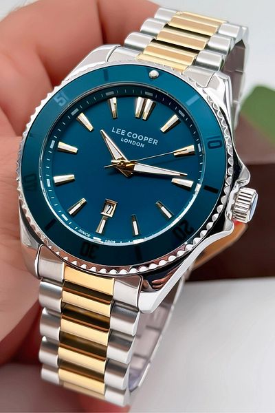 Lee Cooper Lc07841.270 - Men's Gold-silver Color Steel Cord Wrist Watch 3atm Bracelet Zmlc018
